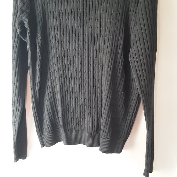 Weir Golf Men's Black Silk & Cotton Crewneck Cable Knit Sweater Large - Picture 3 of 11
